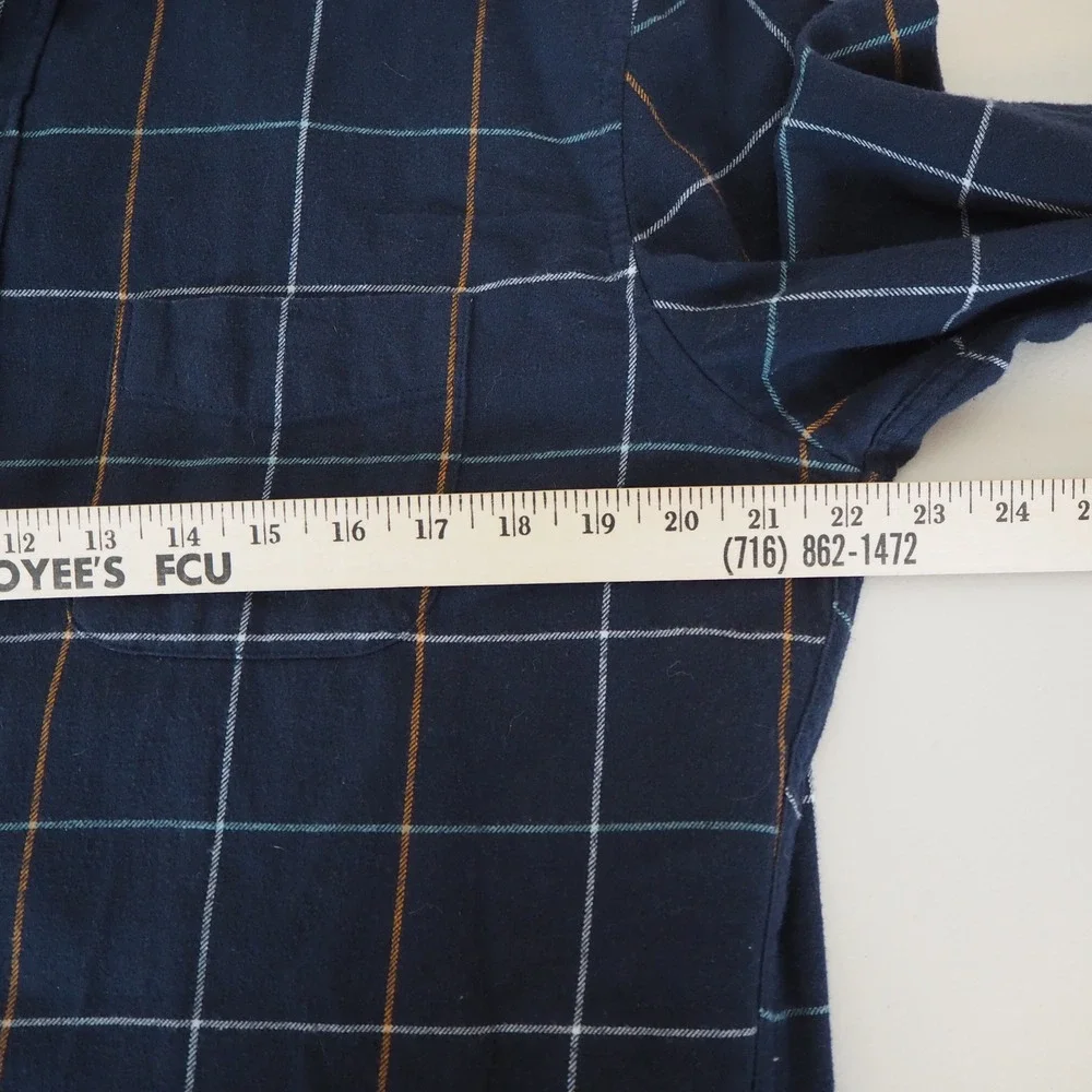 J. Crew Navy Window Pane Flannel Shirt‎ Men Large Classic Fit Tartan Preppy